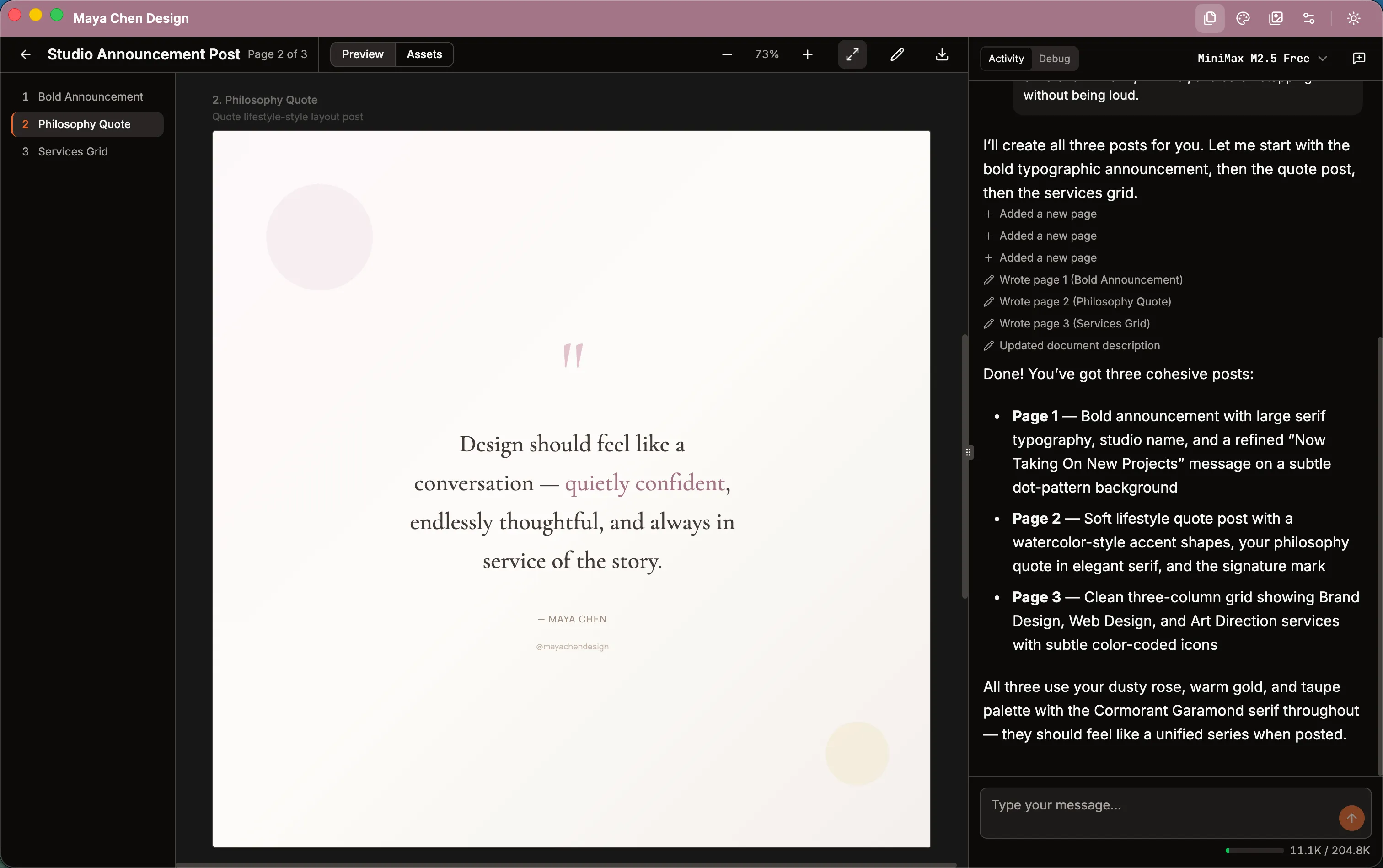 The Litho editor: an AI-generated visual document open for live editing