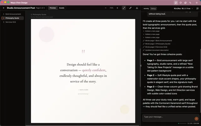 Litho editor generating a visual document from a prompt